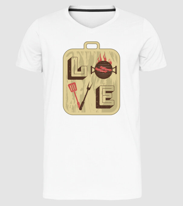 Dragoste BBQ model alb pe tricou