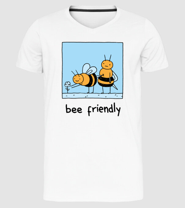 Bee friendly model alb pe tricou