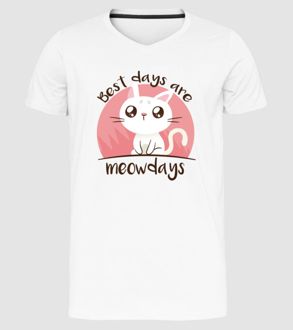 Best days are Meowdays model alb pe tricou