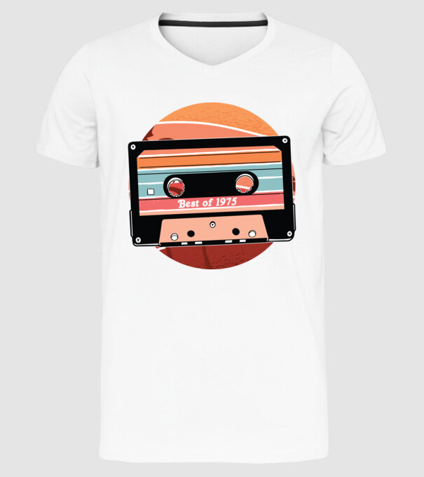 Best of 1975 retro Tape Birthday model alb pe tricou