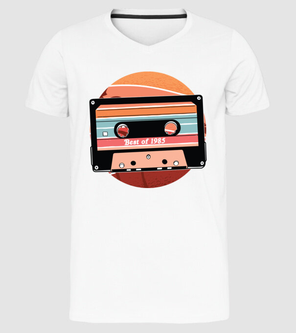 Best of 1985 retro Tape Birthday model alb pe tricou
