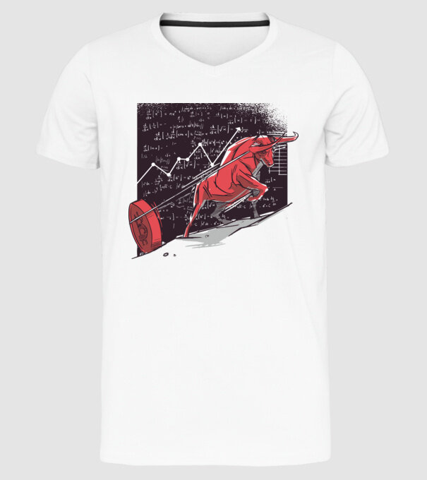 Taur Bitcoin model alb pe tricou