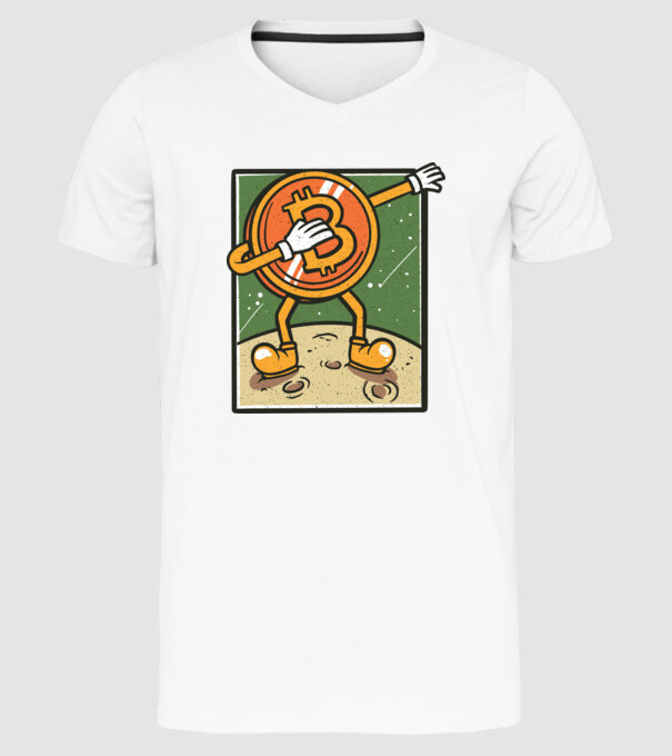 Bitcoin DAB model alb pe tricou