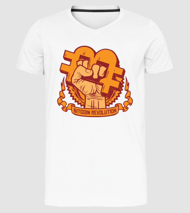 Bitcoin Revolution model alb pe tricou