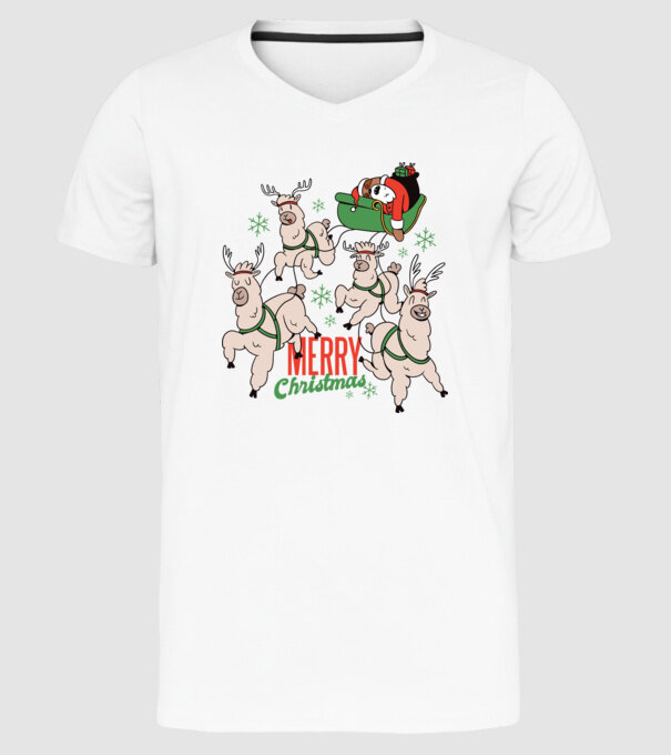 Crăciun Fericit Moș Crăciun Leneș model alb pe tricou