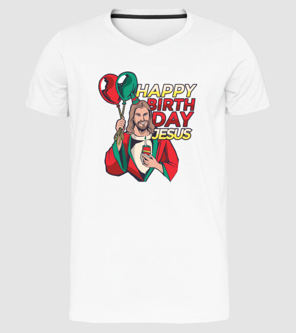 La mulți ani, Isus model alb pe tricou