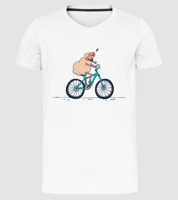 Miel cu bicicletă model alb pe tricou