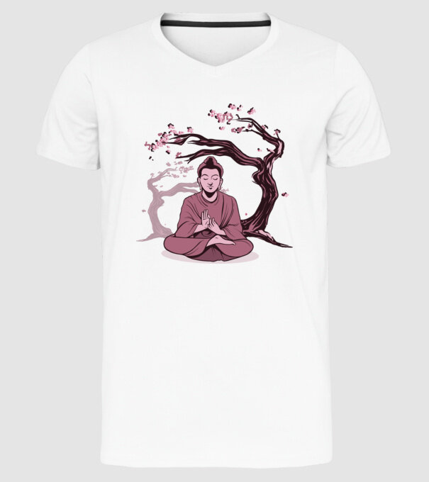 Buddha Meditație model alb pe tricou