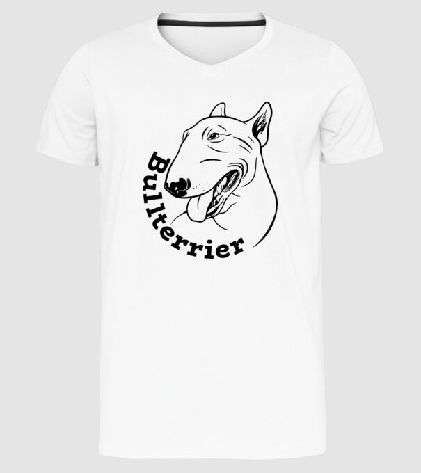 Bull Terrier model alb pe tricou