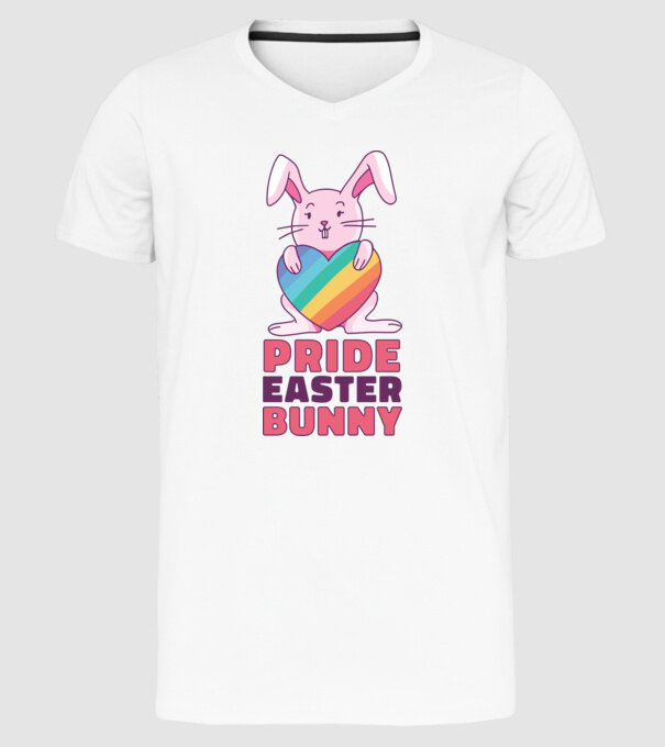 Iepurașul de Paște mândru model alb pe tricou