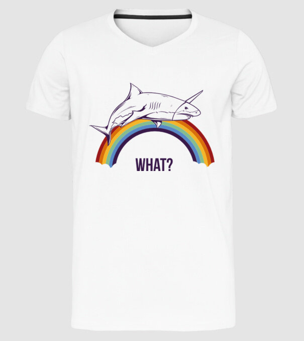 Rechin unicorn model alb pe tricou