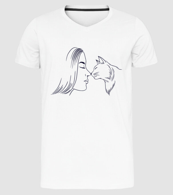 Dragoste Pisică model alb pe tricou