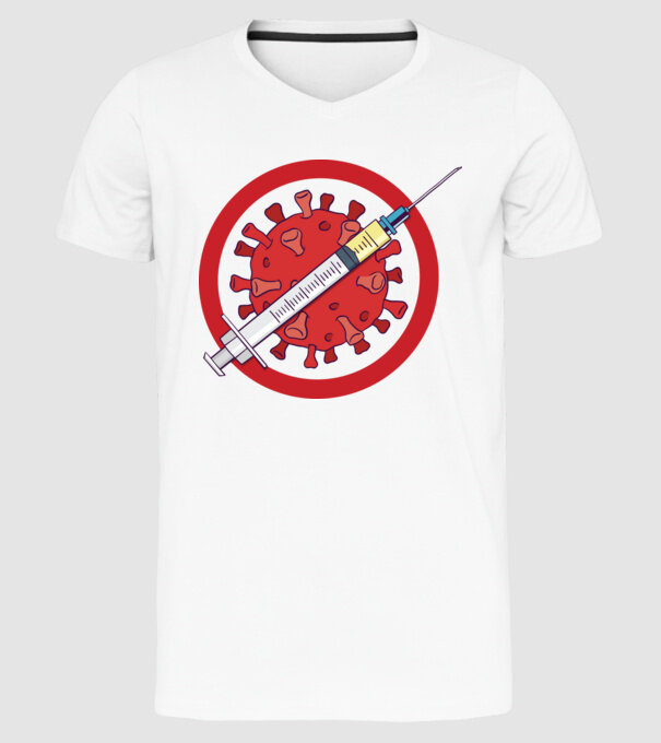 Vaccin virus (?) model alb pe tricou