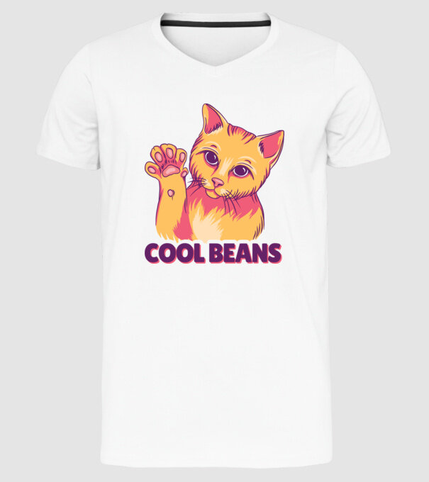 Cool Beans - talpă pisică model alb pe tricou