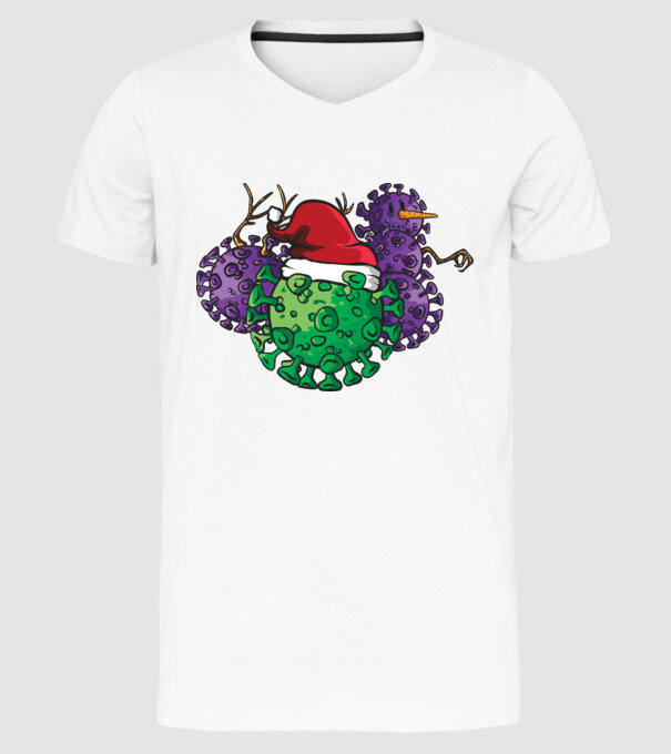 Christmas Covid model alb pe tricou