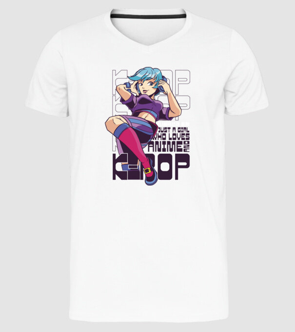 Doar o fată căreia îi place Anime și K-Pop model alb pe tricou