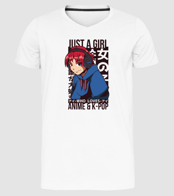 Doar o fată căreia îi place Anime și K-Pop model alb pe tricou