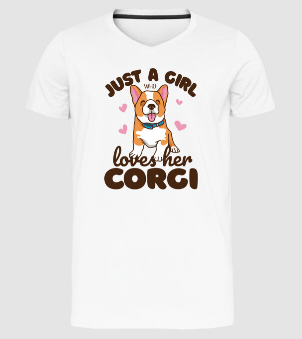Doar o fată care iubește Corgiul său model alb pe tricou