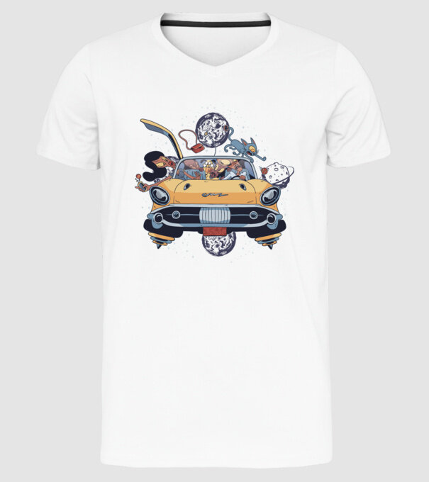 Familie în spațiu model alb pe tricou