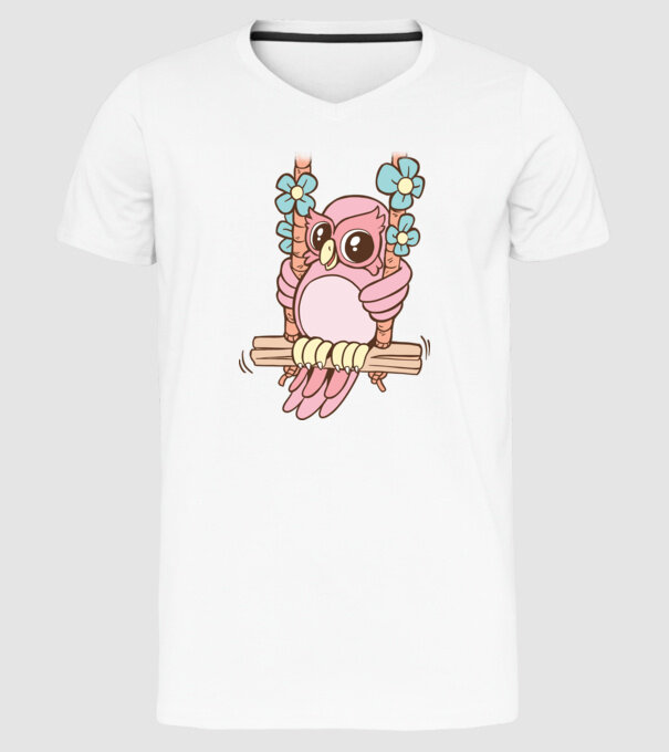 Bufniță drăguță pe un leagăn model alb pe tricou