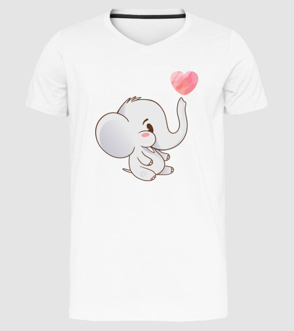 Elefant drăguț model alb pe tricou
