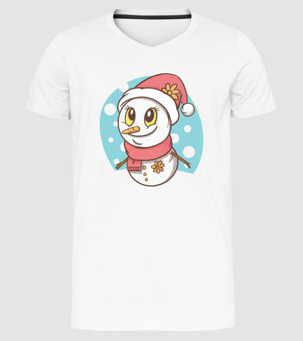 Om de zăpadă drăguț model alb pe tricou