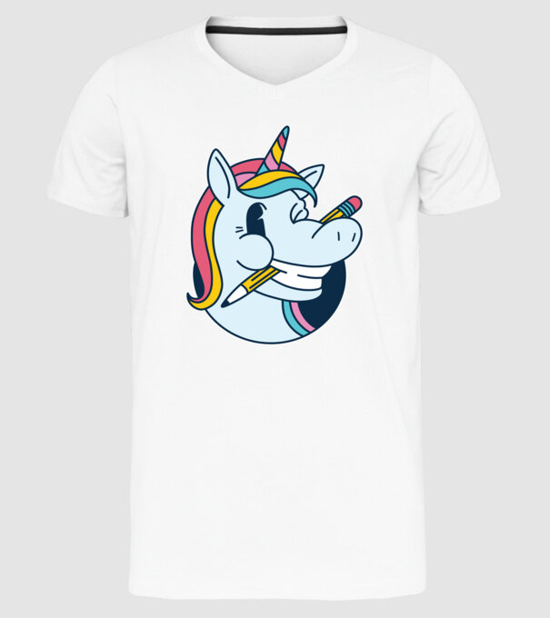 Elev Unicorn drăguț model alb pe tricou