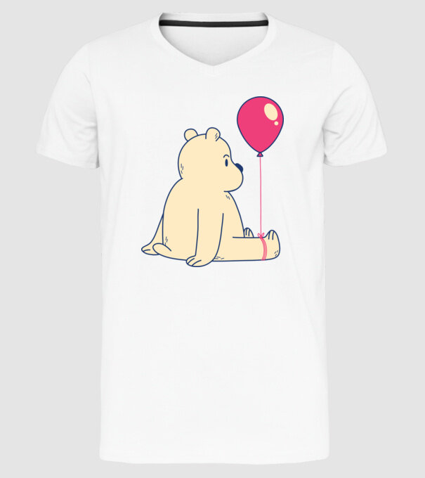 Teddy Drăguț cu Balon model alb pe tricou