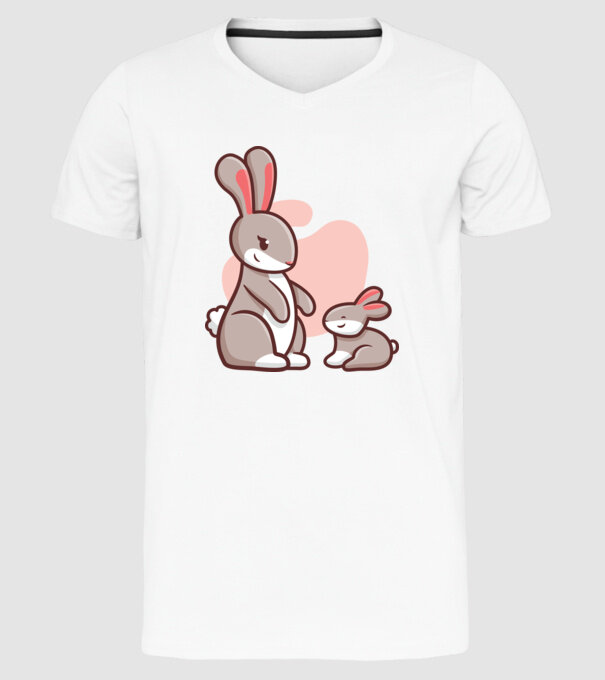 Iepurași drăguți model alb pe tricou