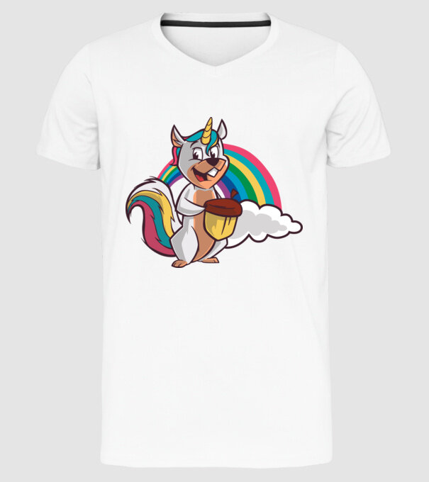Unicorn drăguț Veveriță model alb pe tricou