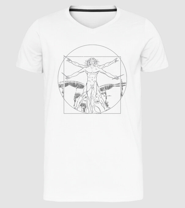 Da Vinci tobe model alb pe tricou