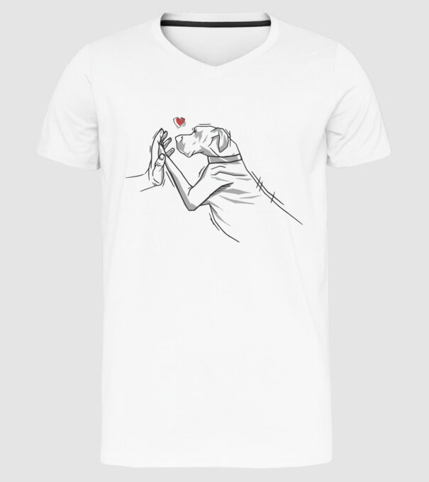 Dog danez bate palma model alb pe tricou