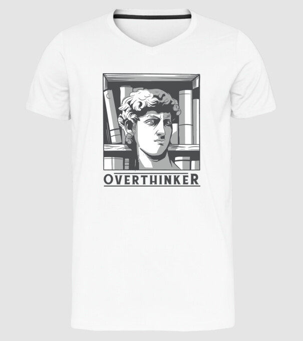 Statuia lui David model alb pe tricou