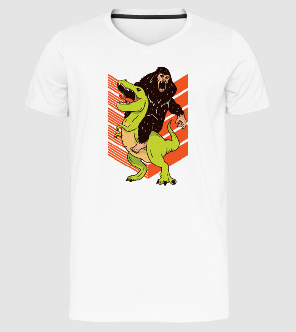 Dinozaur Yeti model alb pe tricou