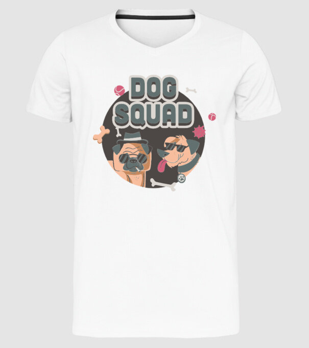 Dog squad model alb pe tricou
