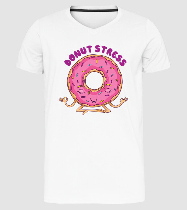 Donut Stress Gogoașă model alb pe tricou