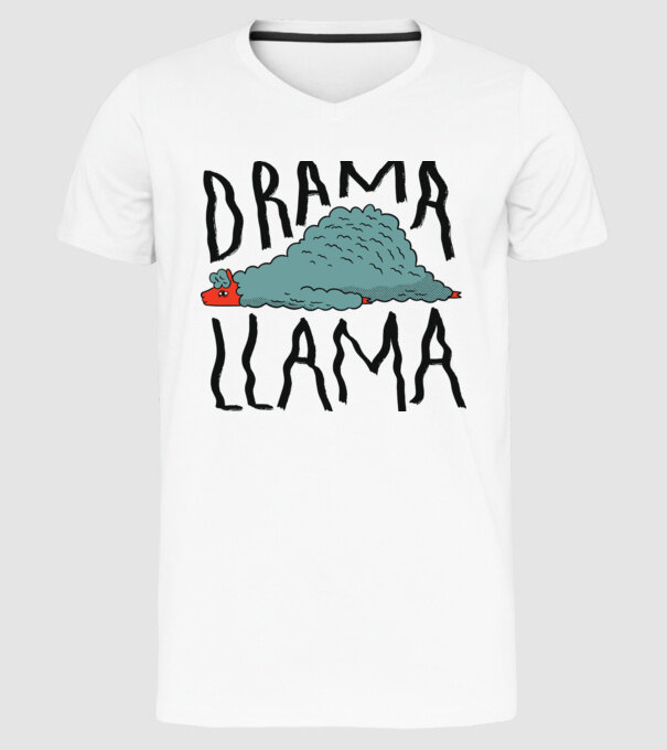 Dramă Lama model alb pe tricou