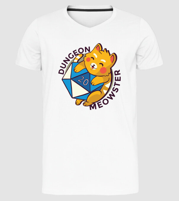 Dungeon Meowster joc de rol RPG tricou cu pisică model alb pe tricou