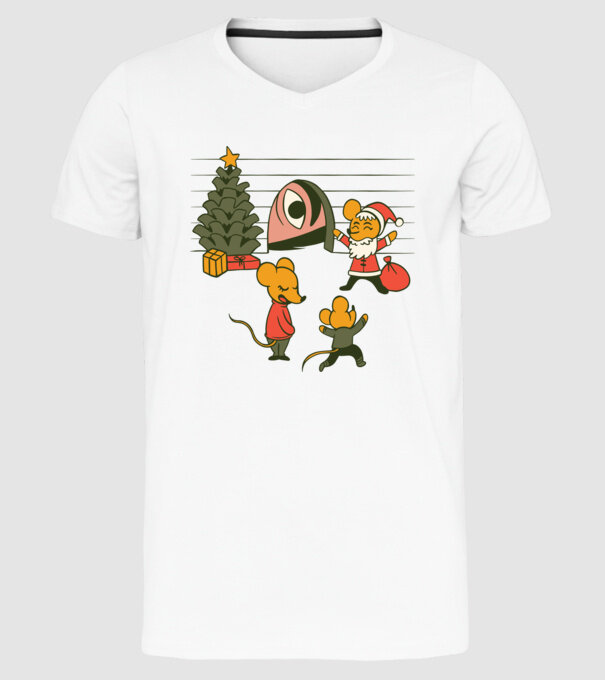 Crăciun Șoarece model alb pe tricou