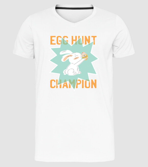 Egg Hunt Champion Campion la vânătoare de ouă model alb pe tricou