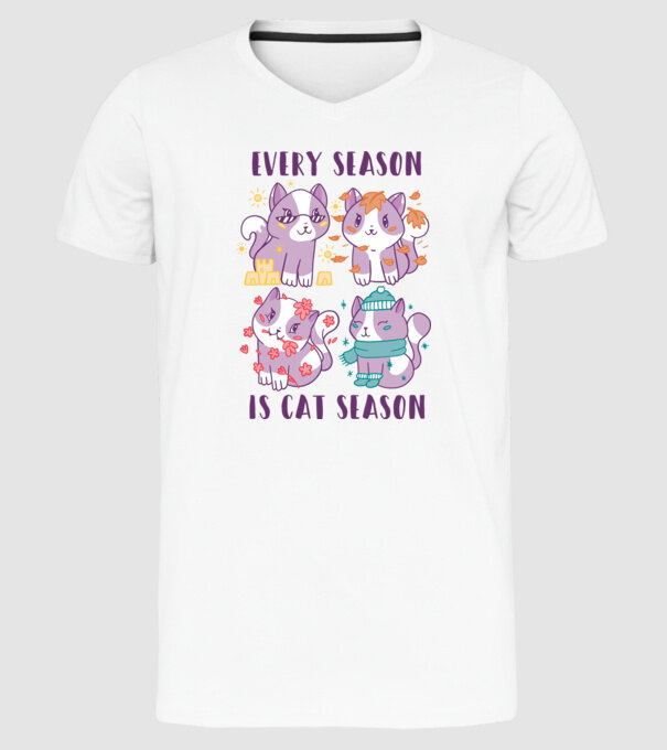 Every Season is Cat Season model alb pe tricou