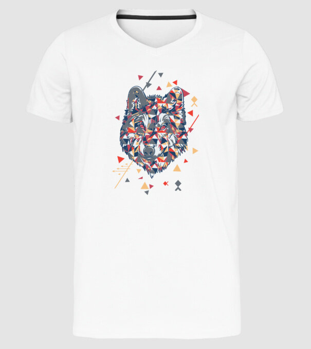 Lup - abstract model alb pe tricou
