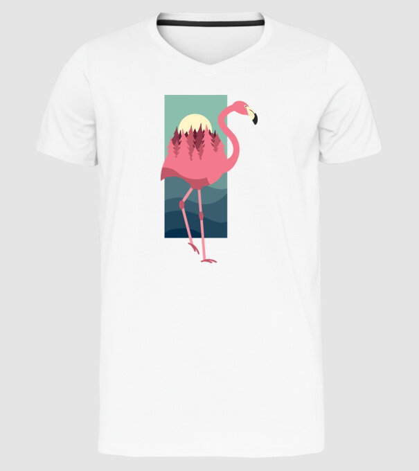 Flamingo Design model alb pe tricou