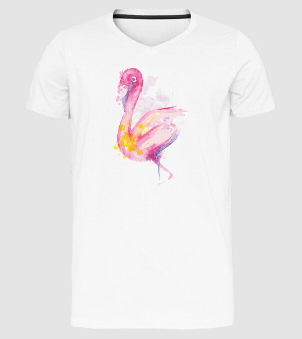 Flamingo Pictură model alb pe tricou