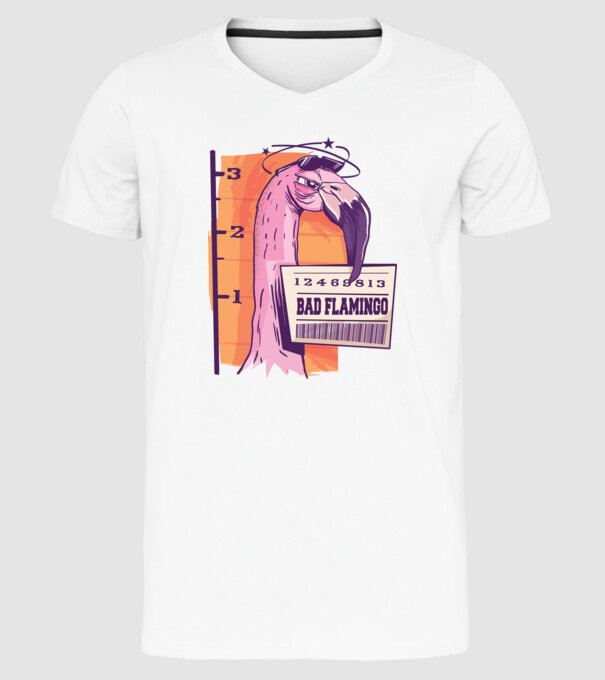 Flamingo arestat amuzant model alb pe tricou
