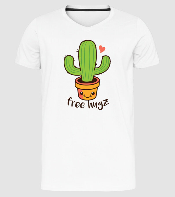 Free Hugz tricou amuzant Cactus model alb pe tricou