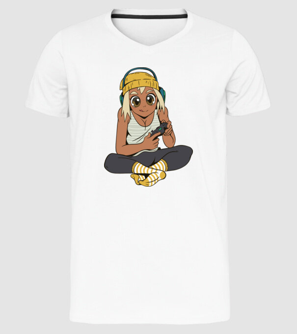 Fată Gamer model alb pe tricou