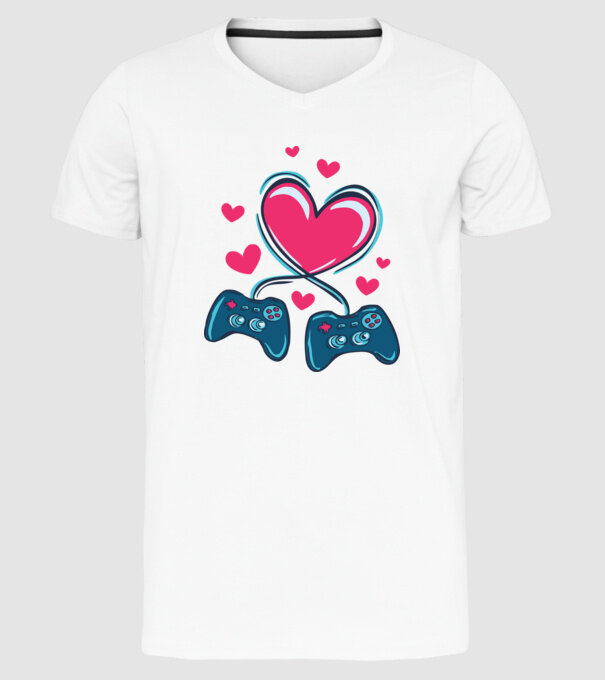 Dragoste Gamer model alb pe tricou