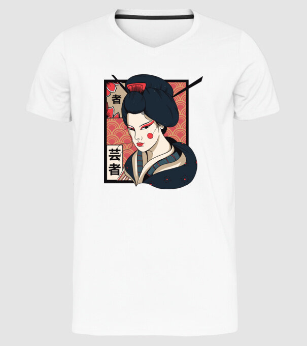 Geisha Japonia model alb pe tricou