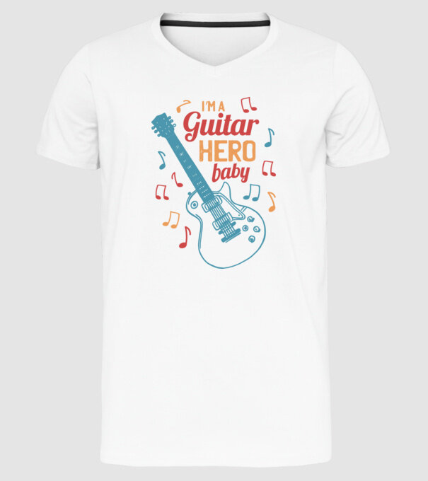 Erou chitarist model alb pe tricou